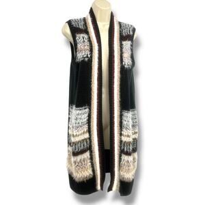 EST 1946 Woman's Long Line Sweater Vest Mix of Textures & Neutral Colors M Boho